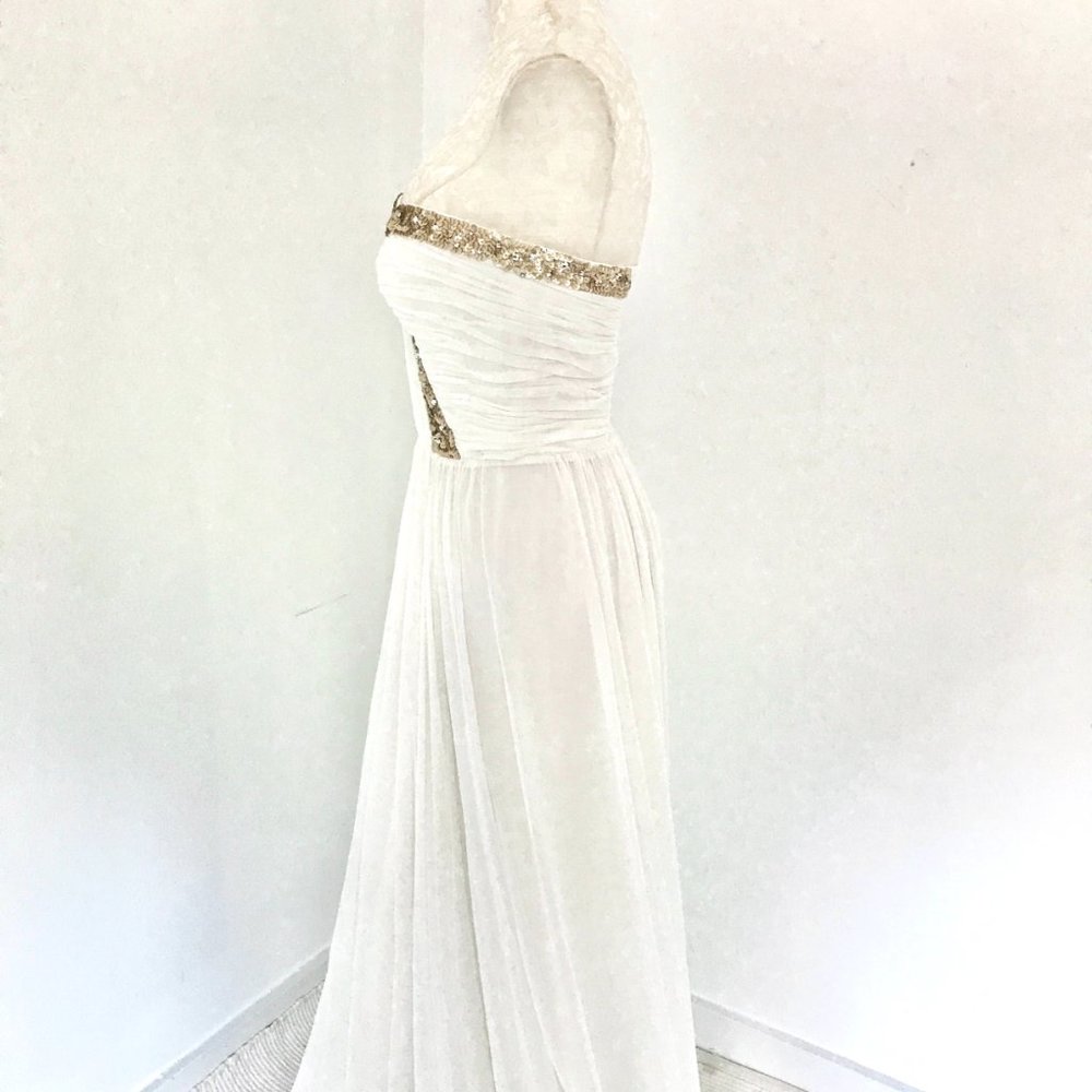 Rebecca Taylor Dress S/M Formal White Prom Wedding Hoco Debutante Maxi Long Gown - Picture 14 of 16